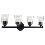 Nuvo Lighting - Bransel Four Light Vanity, Matte Black - Bransel 4 Light Vanity Fixture Matte Black Finish with Clear Seeded Glass