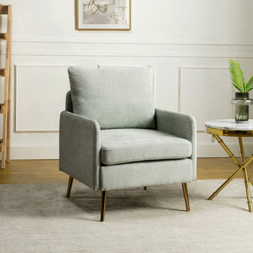 Comfy Office Armchair with Metal Legs, Sage