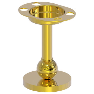Vanity Top Toothbrush and Tumbler Holder, Polished Brass