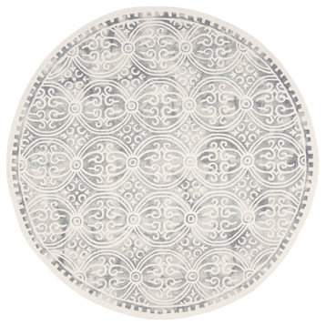 Safavieh Dip Dye Collection DDY211 Rug, Silver/Ivory, 7' Round