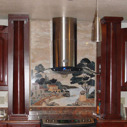Mediterrian beach handcrafted marble mural backsplash - Home Decor