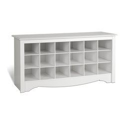 Prepac Shoe Storage Cubbie Bench in White - Shoe Storage