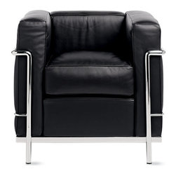 LC2 Petit Modele Armchair, Chrome Frame, Black Leather - Products