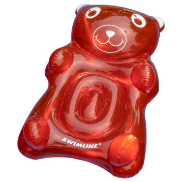 Inflatable Red Transparent Gummy Bear Swimming Pool Float 60"