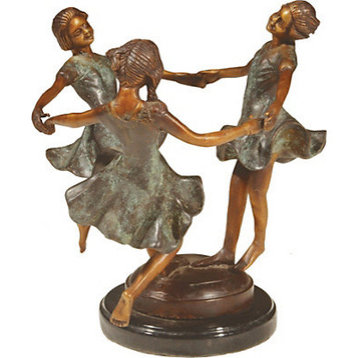 Cast Patina Brass Dancing Female Figurine