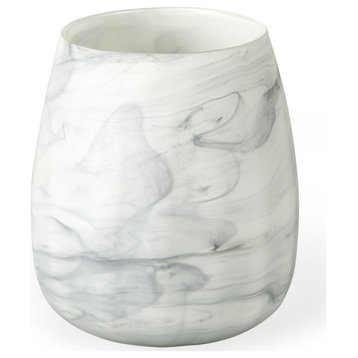 8" Gray and Cream Marble Design Glass Vase