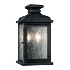 2-Light Outdoor Sconce, Dark Weathered Zinc