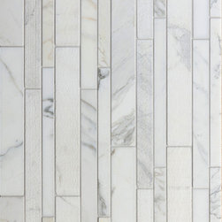 Lucca Textured Linear Mosaic: 1'', 1-1/4'', and 2'' x 12'' in Calacata - Wall And Floor Tile