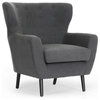 Baxton Studio Lombardi Linen Modern Club Chair, Dark Charcoal Gray