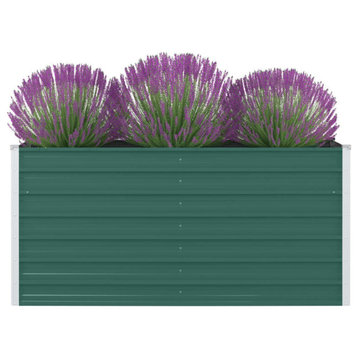 Vidaxl Raised Garden Bed 63"x31.5"x30.3" Galvanized Steel Green