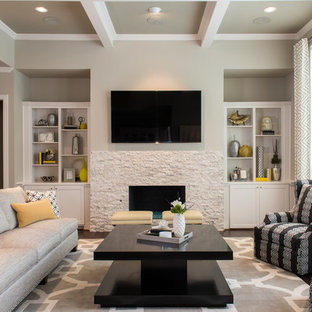 Coffered Ceiling Family Room Ideas Photos Houzz