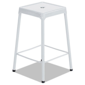Counter-Height Steel Stool, White