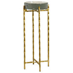 StyleCraft - Jolly Rancher Disk Top Drink Table With Gold Metal Base, Clear Opaque - Impress your guests with the StyleCraft Clear Emerald Disk Top Drink Table with Gold Metal Base. The thick colored glass top is a clear opaque color and resembles the texture of a jolly rancher candy. The casted glass tabletop and gold metal frame pair together for an elegant and unique look.