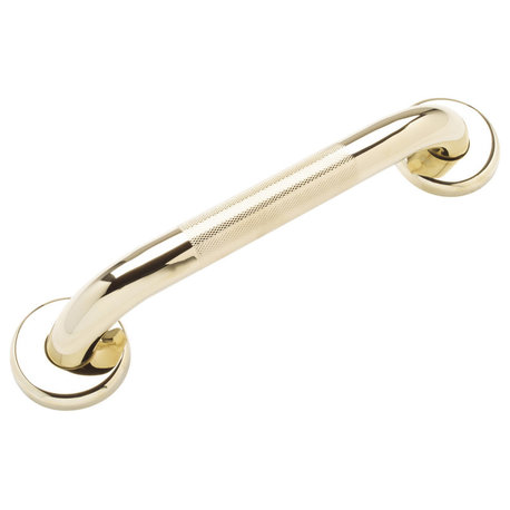 1.25" Polished Brass Grab Bar, 12", Knurled