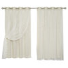 Tulle Overlay Star Cut Out Blackout Curtains, Biscuit, 52" W X 63" L