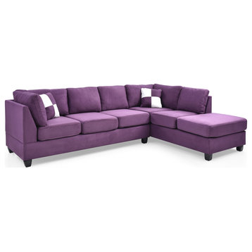 Solana Micro Suede Sectional, Purple Micro Suede