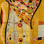 Kashmir Designs - Klimt 3ft x 5ft Signs of Spring Yellow Wall Hanging Tapestry Rug Carpet Art Silk - This modern accent wall art / tapestry / rug is hand embroidered by the finest artisans and design inspired by the works of modern artist, Gustav Klimt.  These wall art / tapestry / rugs can be used to decorate the walls of your homes or to spice up the decor.