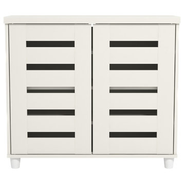 27.3 in. H x 30.7 in. W Ivory Wood Shoe Cabinet with Ultrafast Assembly