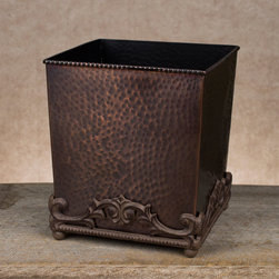 GG Antique Copper Hammered Metal Wastebasket - Wastebaskets