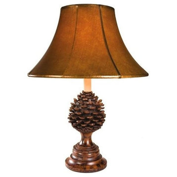 Sculpture Table Lamp Rustic Pinecone Hand Painted Made in USA OK