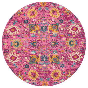 Nourison Passion 5' x Round Fuchsia Bohemian Indoor Area Rug