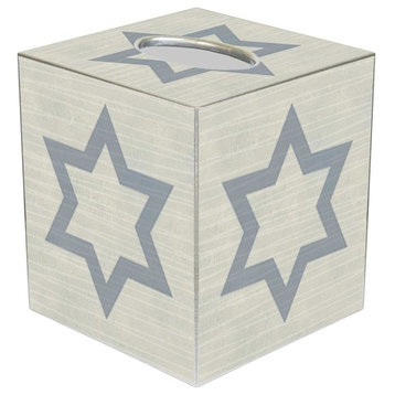 TB8066-Grey Star of David Hanukkah Tissue Box Cover