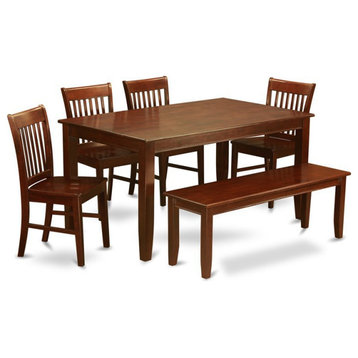 East West Furniture Dudley 6-piece Traditional Wood Dining Set in Mahogany