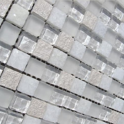 Mosaic - White Coral Mix Glass and Stone - Wall And Floor Tile