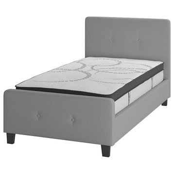 Flash Furniture Tribeca Twin Platform Bed Set, Light Gray, HG-BM10-25-GG