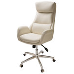 Glitzhome - Mid-Century Leatherette Adjustable Swivel High Back Office Chair, Cream White - Glitzhome Mid-Century Modern Leatherette Gaslift Office Chair is designed to add an accent and stylish touch to your workplace. Its color suggests elegance and inspires productivity, while its shape guarantees 100% back support when permorfing office tasks. Multi-functional mechanism to enable full adjustability.