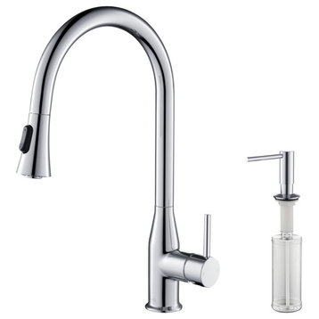 Napa Single Handle Pull Down Faucet, Chrome, W/ Soap Dispenser