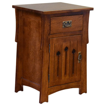 Mission Style Solid Quarter Sawn Oak Keyhole Nightstand, Model A26