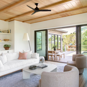 Living Room with Cypress Ceiling