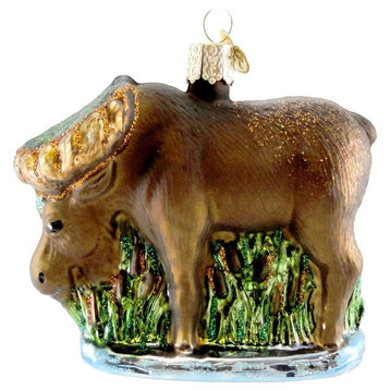 Old World Christmas MUNCHING MOOSE Glass Ornament Wild Life Animal Deer 12135
