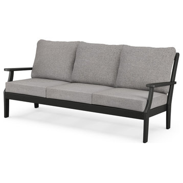 Trex Outdoor Furniture Yacht Club Deep Seating Sofa, Charcoal Black/Gray Mist