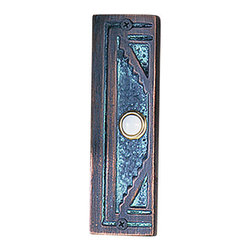 HawkHillHardware - Arrowhead Bell Plate With Button, Wrought Iron - Doorbells And Chimes