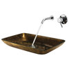 VIGO Rectangular Copper Glass Vessel Sink and Wall Mount Faucet Set