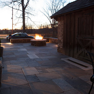 Bluestone Patio, Walls, Steps, Gas Fire Pit, Landscape Lighting