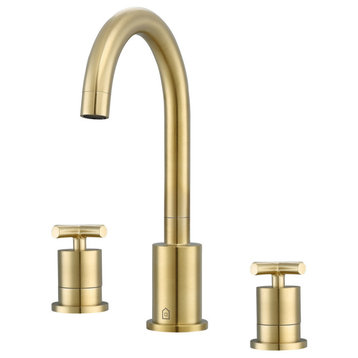 Ava Widespread Cross-Handle 3-Hole Bathroom Faucet in Brushed Champagne Gold