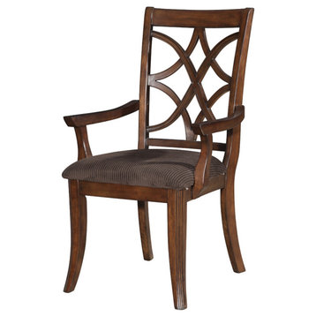 Acme Keenan Arm Chairs, Brown Microfiber and Dark Walnut, Set of 2