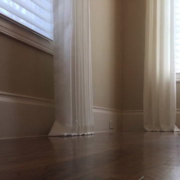 Dining Room Sheer Linen Drapes French Returns Gold Brass