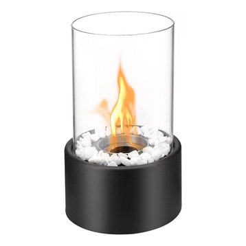 Indoor Outdoor Ventless Table Styled Firepits Portable Fire Bowl Pot Real Flame Like Gel Fireplaces or Wood Log Fire Pit,14 Inch Tabletop Fireplace Black 