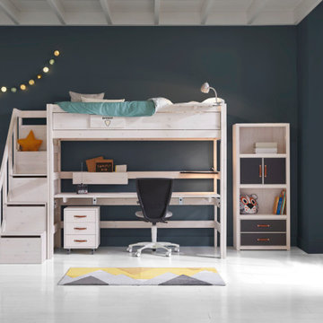 Kinderbett-Hochbett mit Schreibtisch