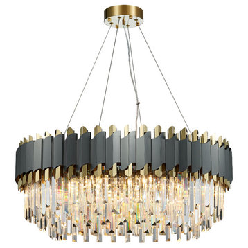 Gold/Black Creative Crystal Hanging Lighting For Living Room, Dining Room, Dia23.6"