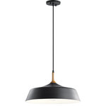 Kichler Lighting - Danika 1 Light Pendant in Black - This 1 light pendant from the Danika Collection takes the concept of mid-century modern to a new level. Wood accents add texture and interest to the Black finish.