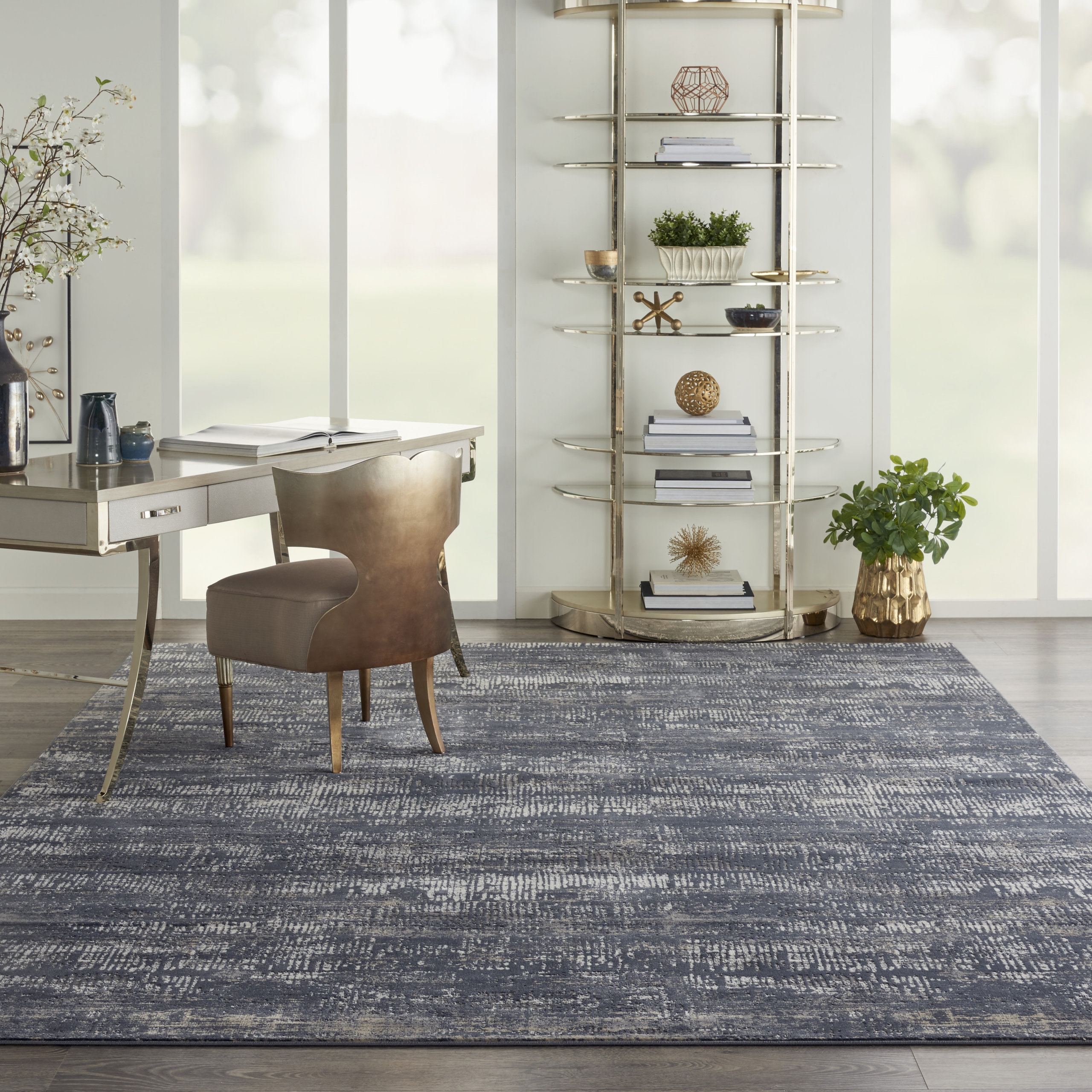 Michael Amini MA90 Uptown UPT03 Area Rug, Charcoal/Grey, 8'10