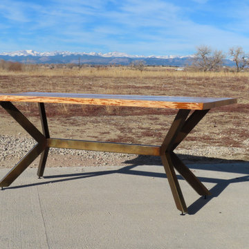 Pecan Table with Custom Metal Base