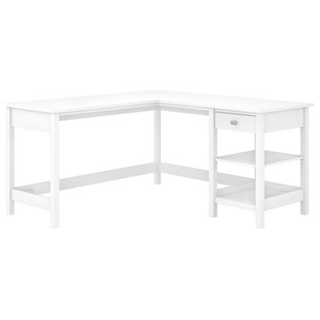 Broadview 60W L-Shaped Computer Desk With Storage, White