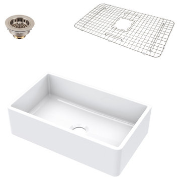 Thompson Traders KSA-404FC Fireclay 30" Farmhouse Single Basin - Gloss White