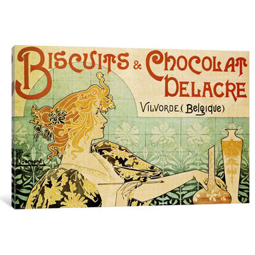 "Delacre Biscuits & Chocolat VIntage Poster" Wrapped Canvas Print, 18x12x1.5